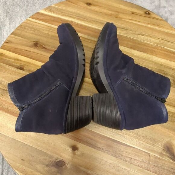 Fly London Boots Womens 7 Wezo Ankle Bootie Blue Suede‎ Leather Side Zip Pull On - Picture 12 of 13